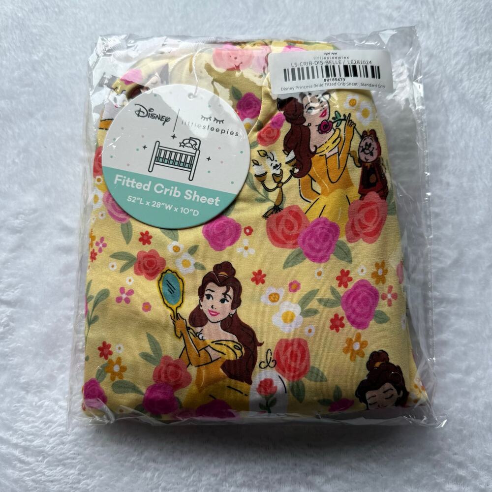 NEW Little Sleepies Disney Princess Belle Standard Crib Sheet